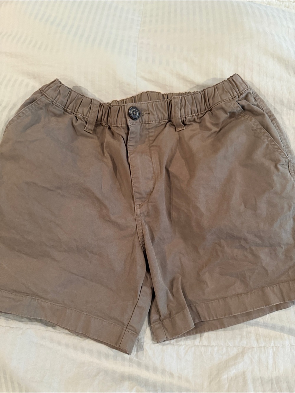 Mens Chubbies Casual Elastic-Waist Khaki Shorts